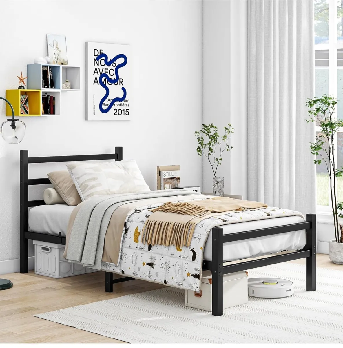 3ft Single Bed Frame with Headboard - Image 3