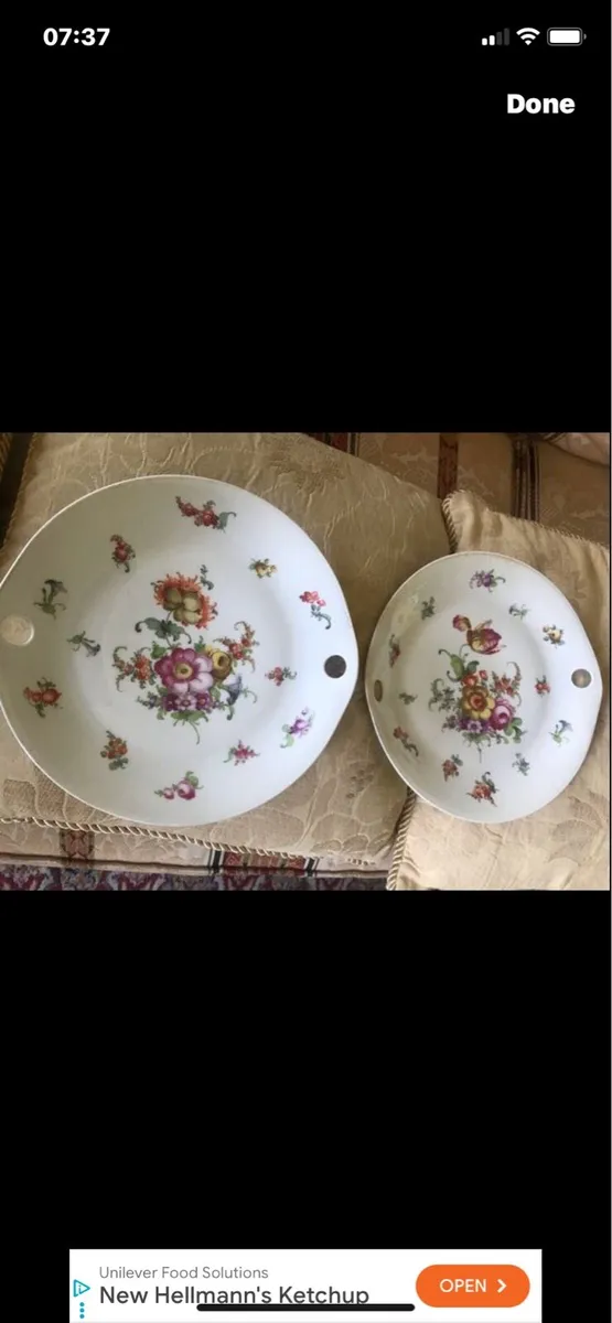 Antique Meissen Hand Painted Plate Set - Image 3