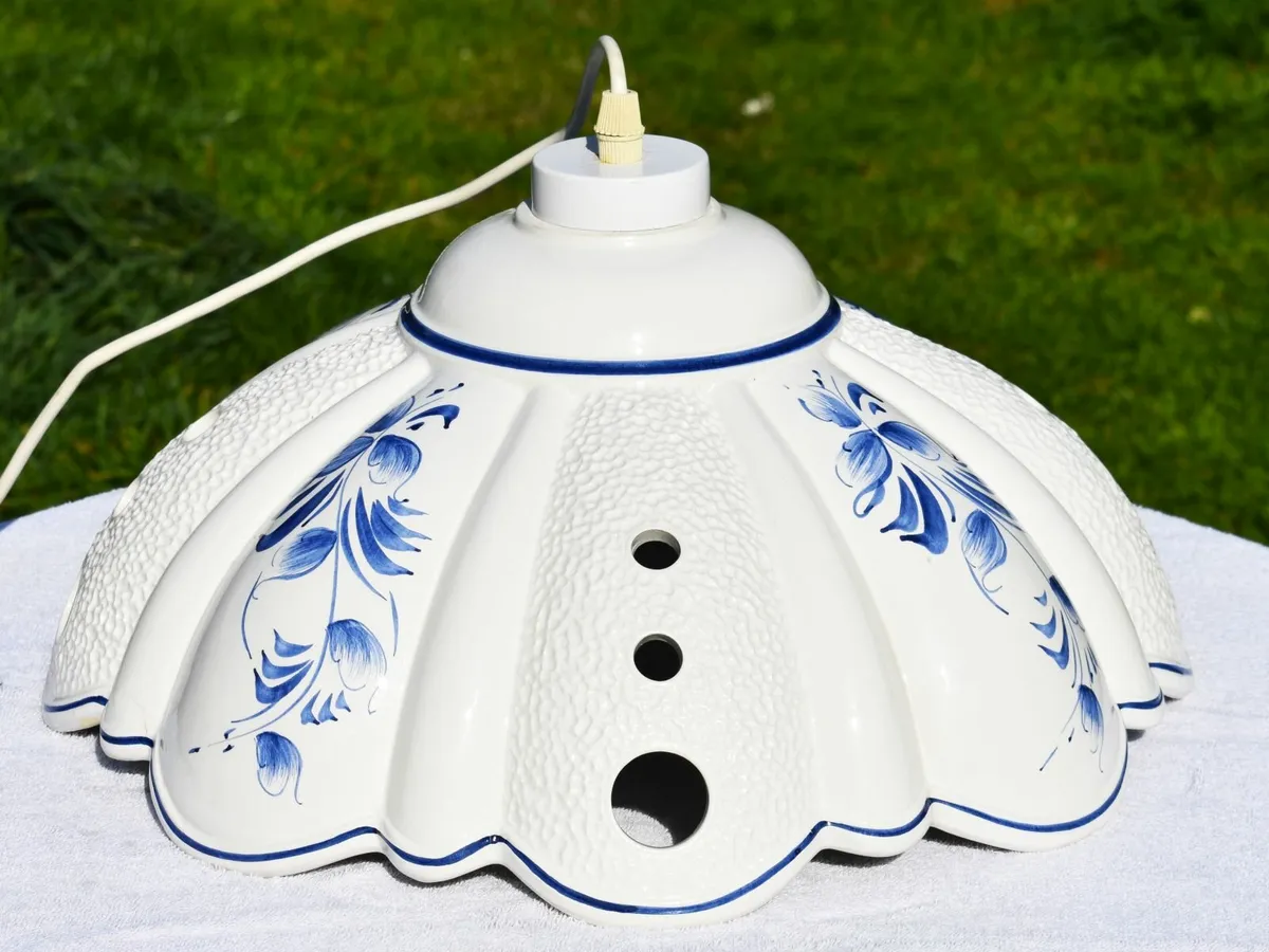 Vintage Hand-Painted  Porcelain Lampshade - Image 4
