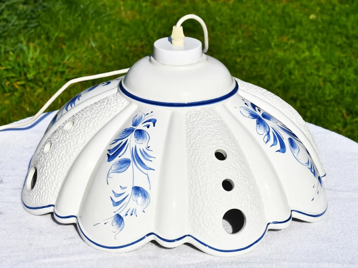 Vintage Hand-Painted  Porcelain Lampshade - Image 1