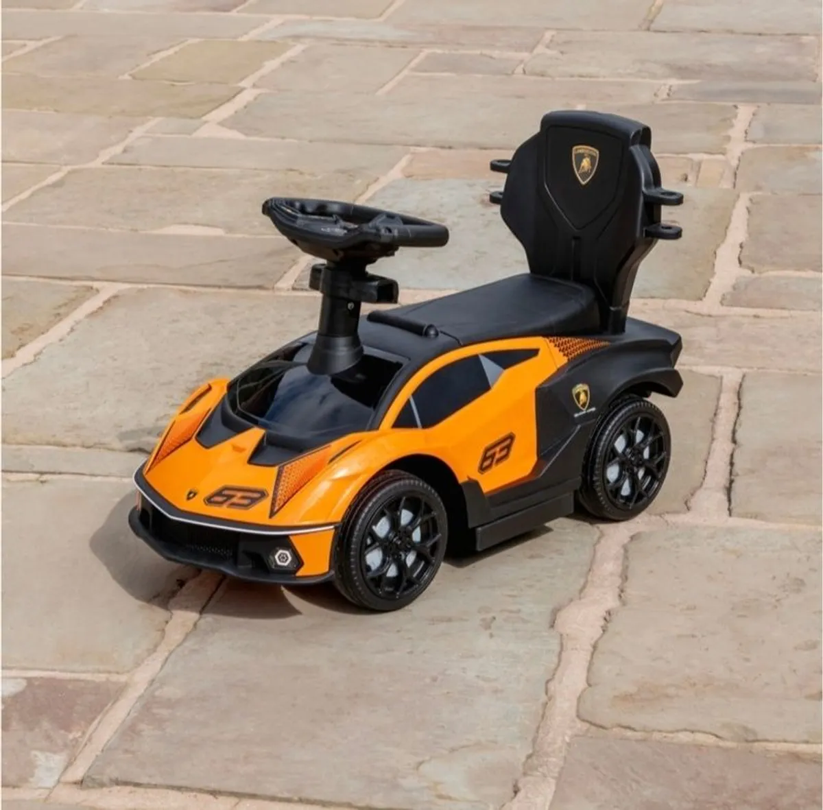 Lamborghini Car 2-in-1 Push-Along Ride On Orange - Image 1