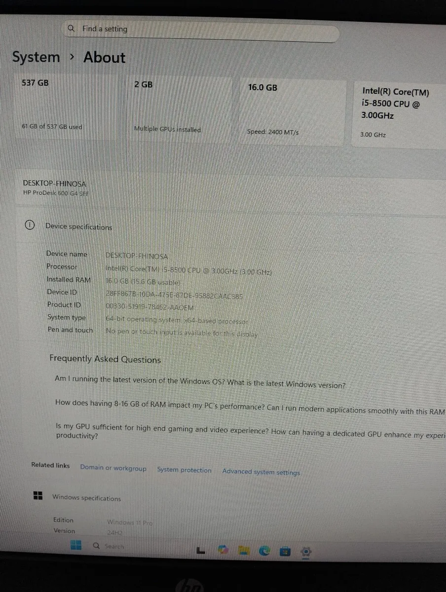 HP ProDesk 600 G4 SFF W11 (i5 8th Gen P620) System - Image 4