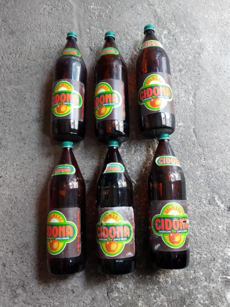 6. Vintage Bulmers glass bottles + crate - Image 1