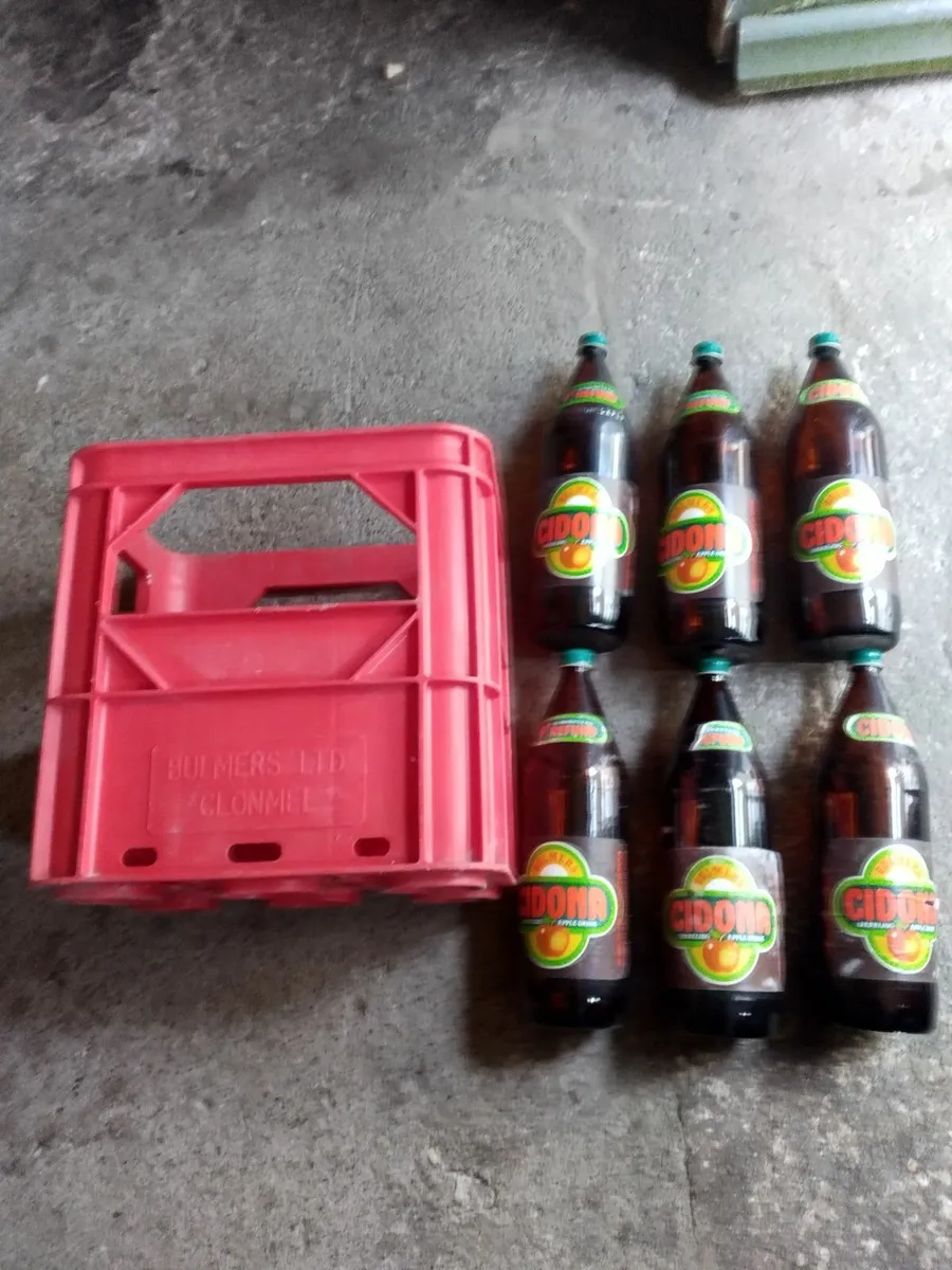 6. Vintage Bulmers glass bottles + crate - Image 2