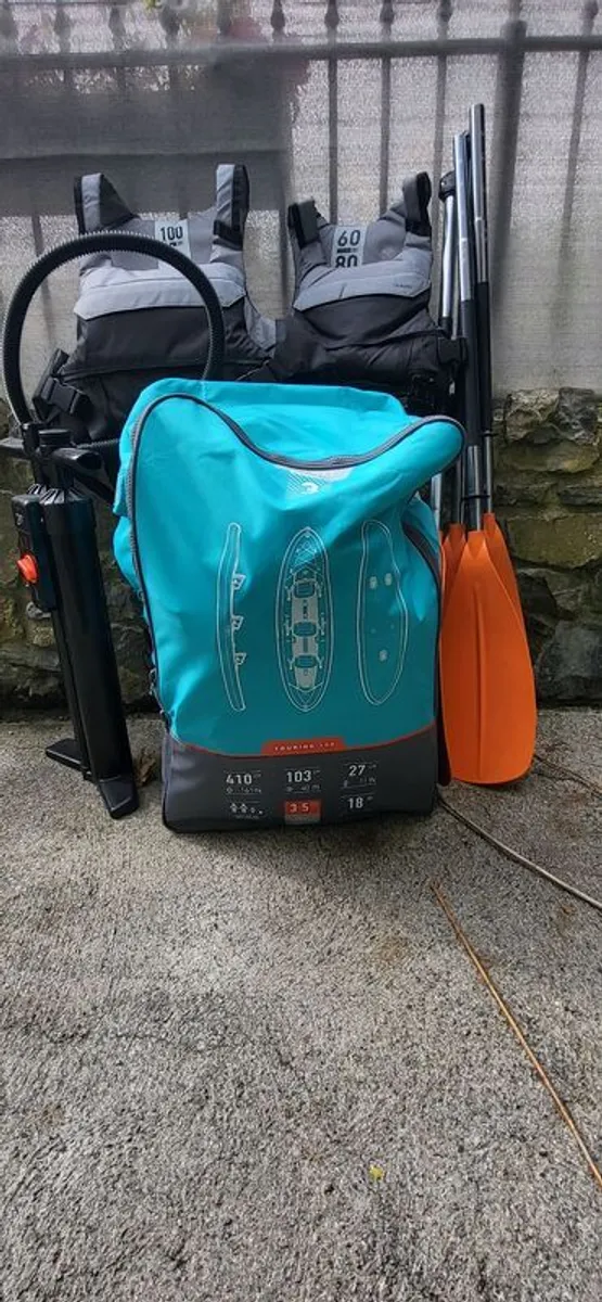 Kayak, paddles, life vests x2, pump - Image 4