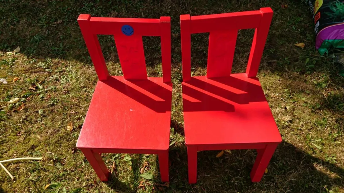 Wooden children's chairs Ikea Kritters red - Image 1