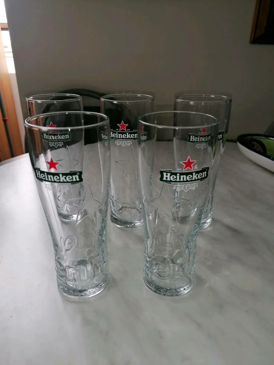 5 Heineken Beer Glasses - Image 4