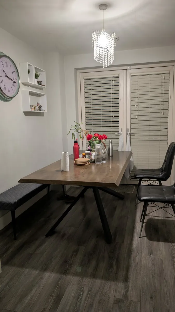 Wooden EZ living Dining table with matching bench - Image 2