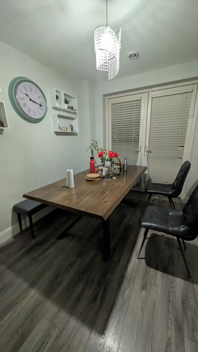 Wooden EZ living Dining table with matching bench - Image 4