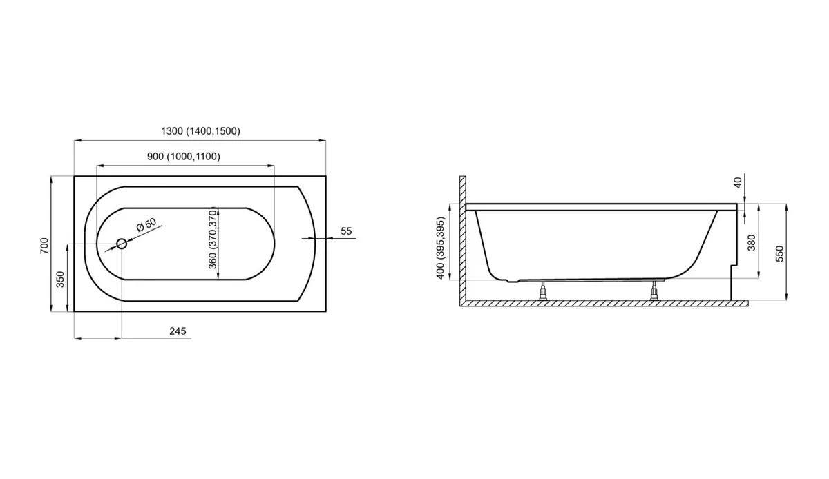 Brand New Acrylic Bathtub – 130×70 cm - Image 2