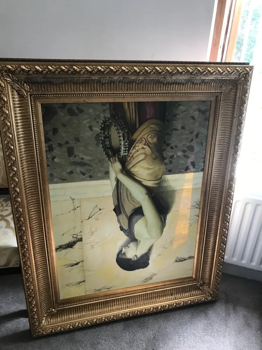 Very large antique picture frame and print - Image 3