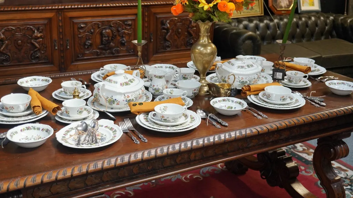 Adams Ironstone “Country Meadow” 57-Piece Dinnerwa - Image 2