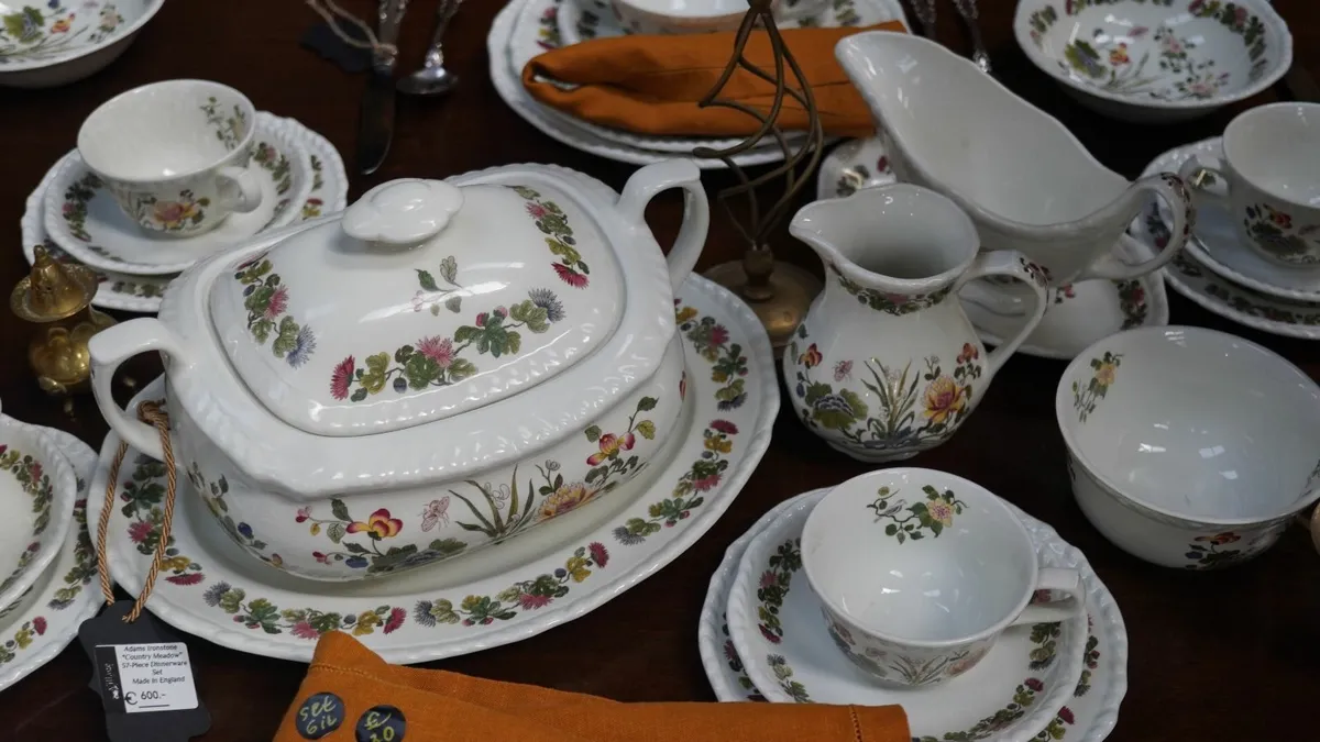 Adams Ironstone “Country Meadow” 57-Piece Dinnerwa - Image 4