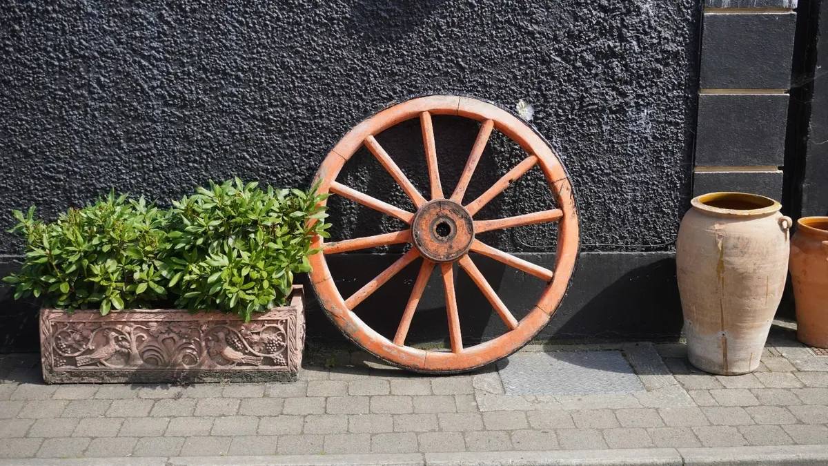 Antique Wooden Cart Wheels - Image 2