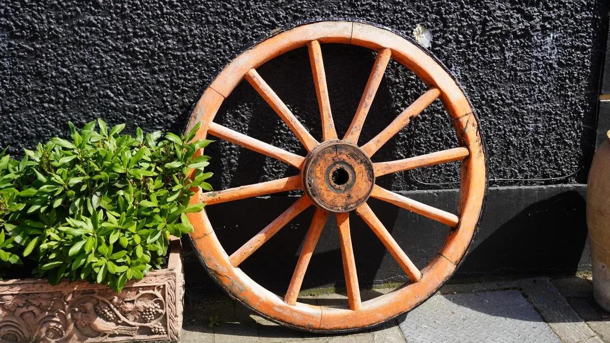 Antique Wooden Cart Wheels - Image 3