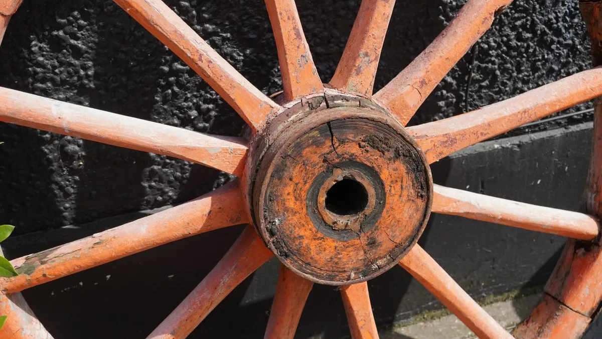 Antique Wooden Cart Wheels - Image 4
