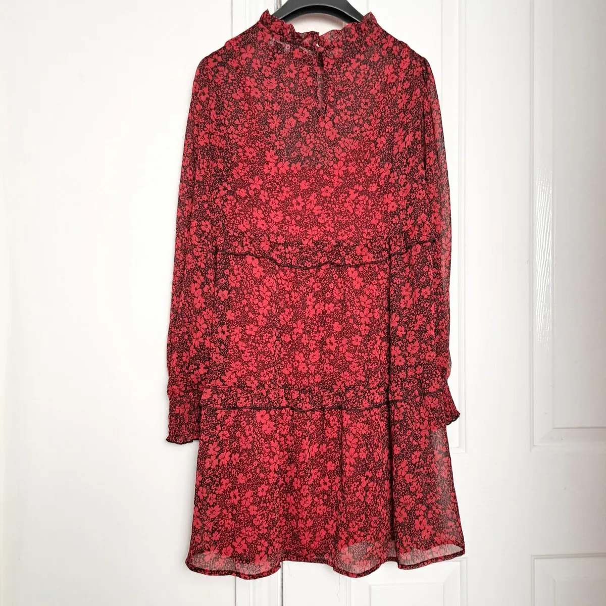 New Look Red Sheer Floral Tiered Dress 10UK - Image 4