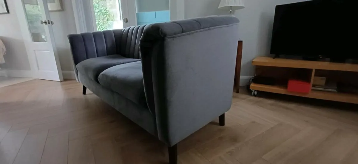 Grey velvet sofas x2 - Image 3