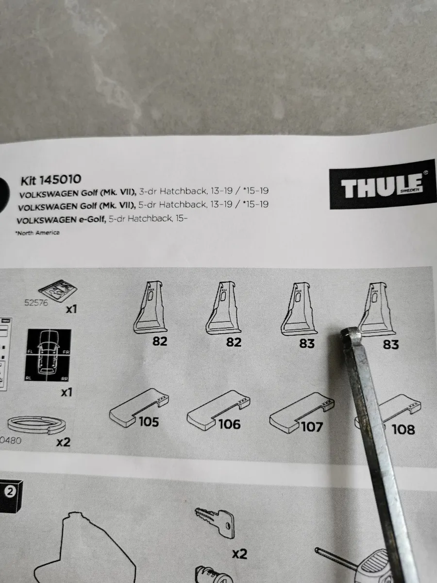 Thule Roof Bars for VW Golf 7 (Almost New) - Image 1