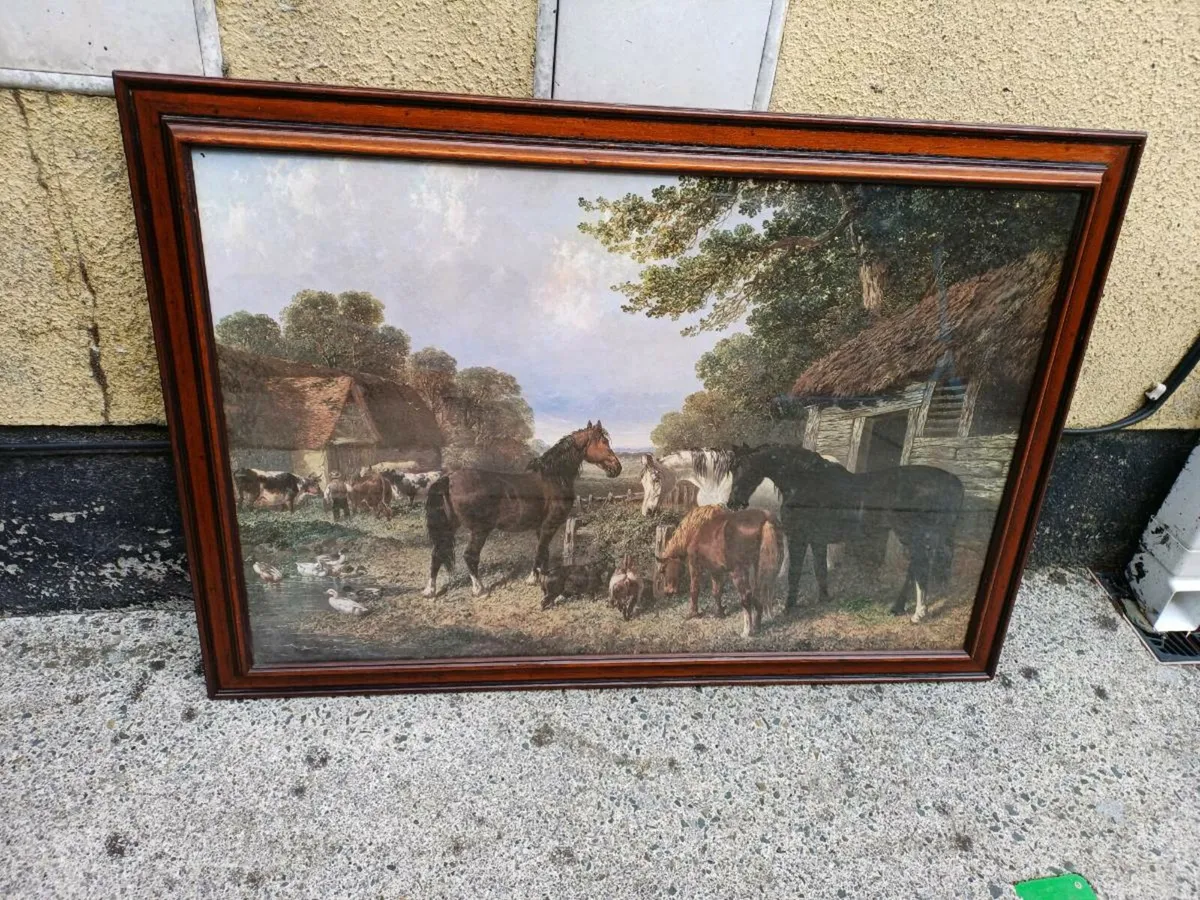 Vintage Farmyard Horses Picture - Image 1