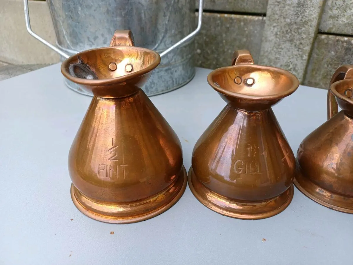 Antique Graduated Copper Measuring Cups - Image 2