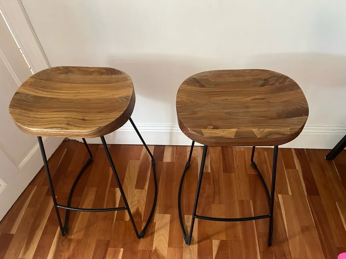 Kitchen stools (metal/wood) - Image 2