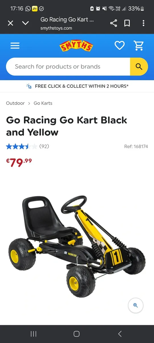 Go Racing Go-Kart Black & Yellow - Image 3