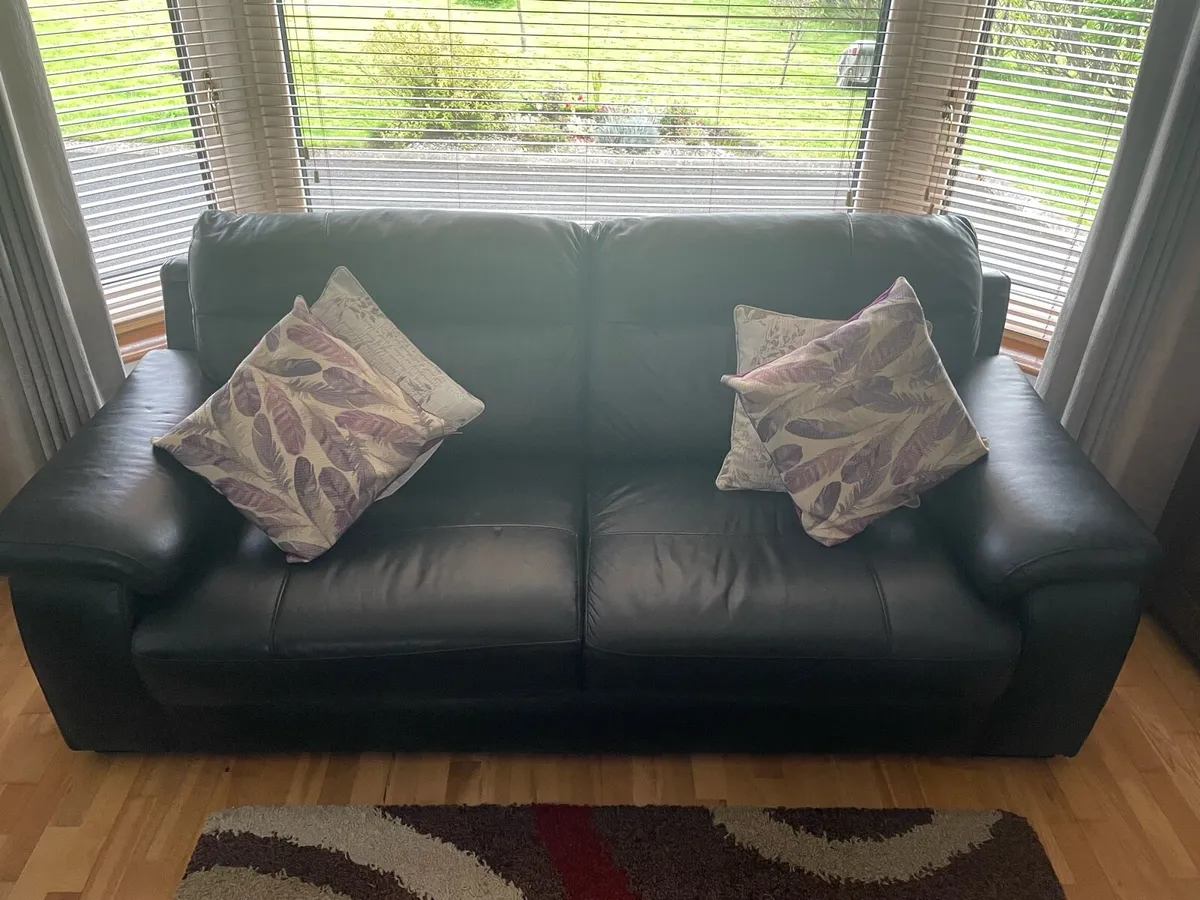 Leather 3 seater sofa - Image 1