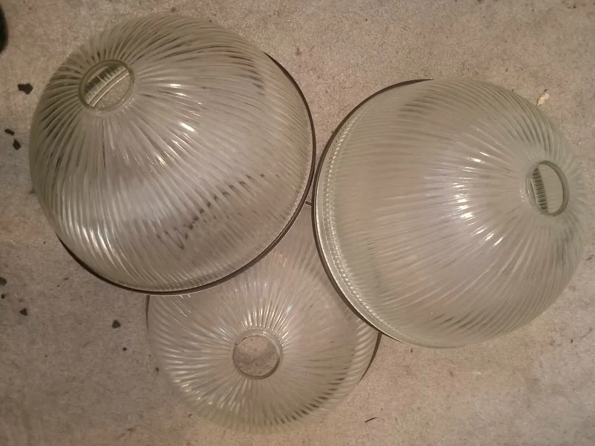 vintage glass dome shades x3 - Image 1