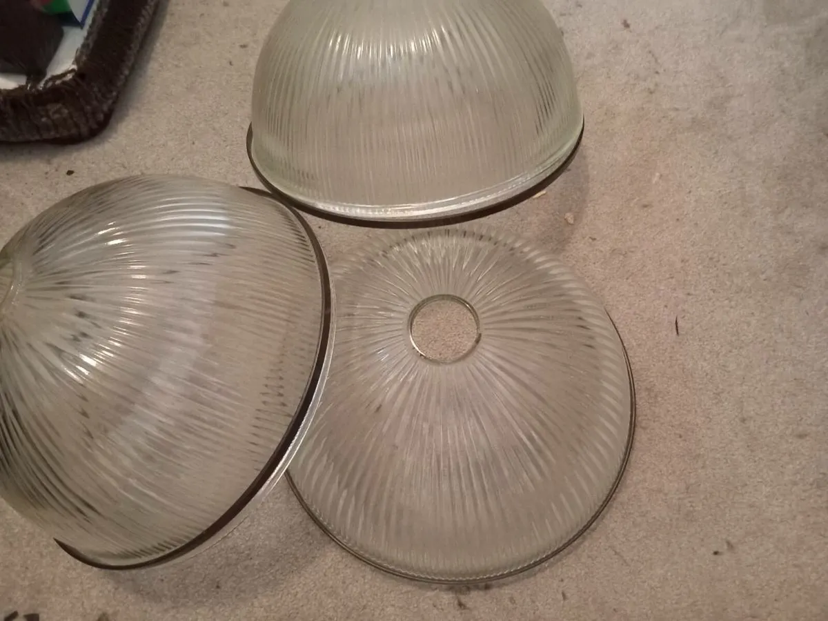 vintage glass dome shades x3 - Image 4
