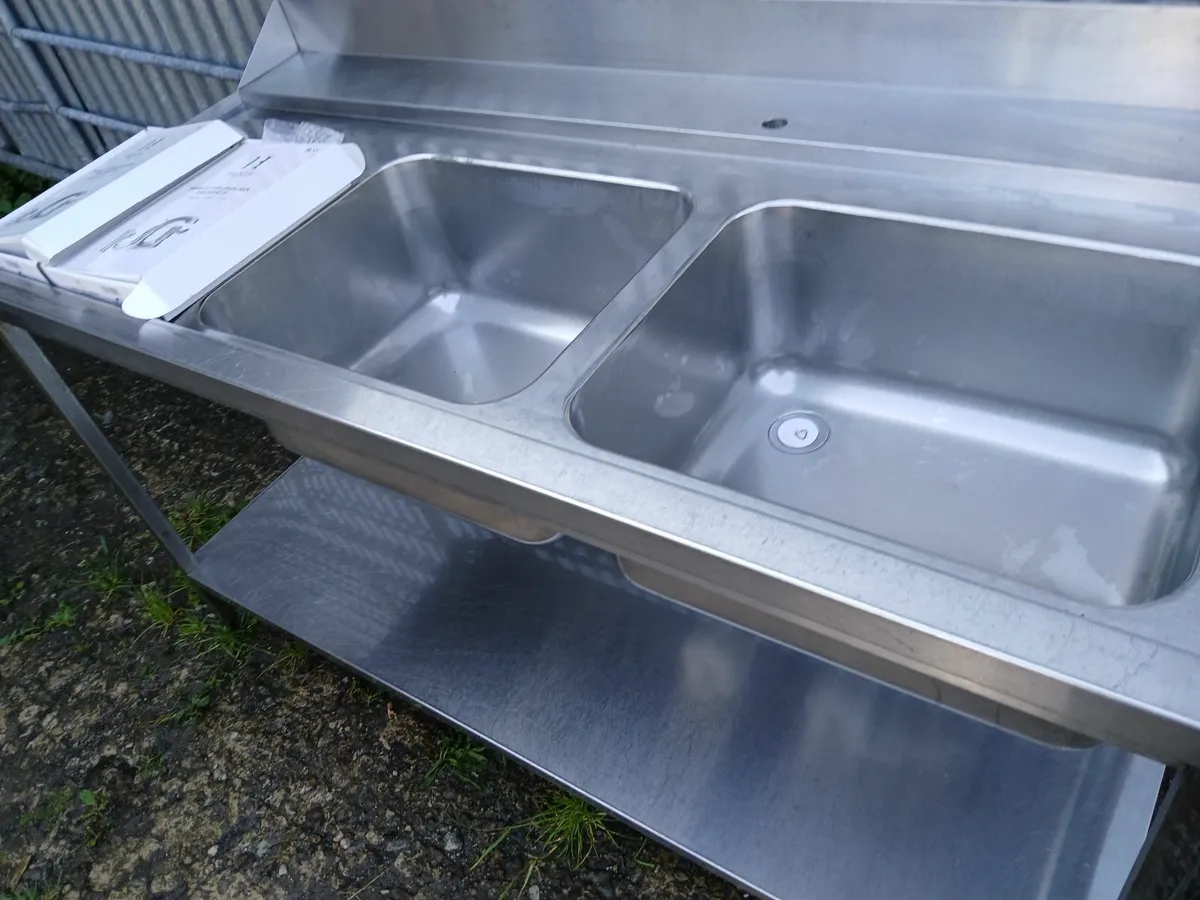 Stainless steel double commercial sink unit ... - Image 1