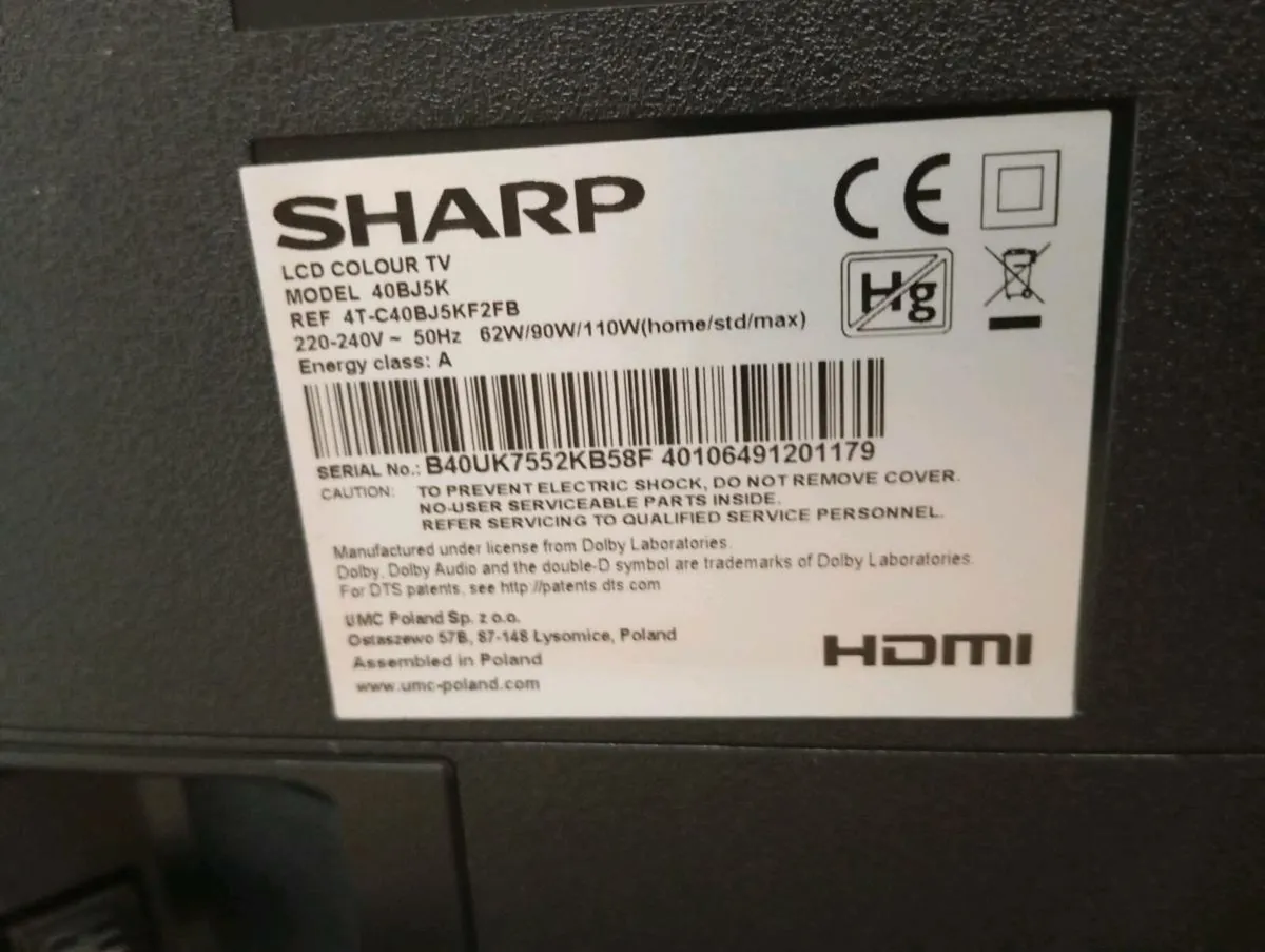 Sharp 40in LCD TV - Image 3