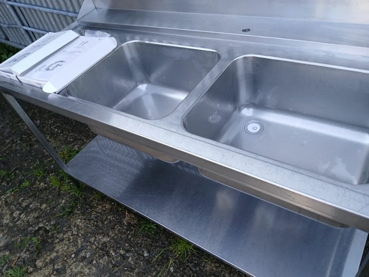 Stainless steel double commercial sink unit ... - Image 2
