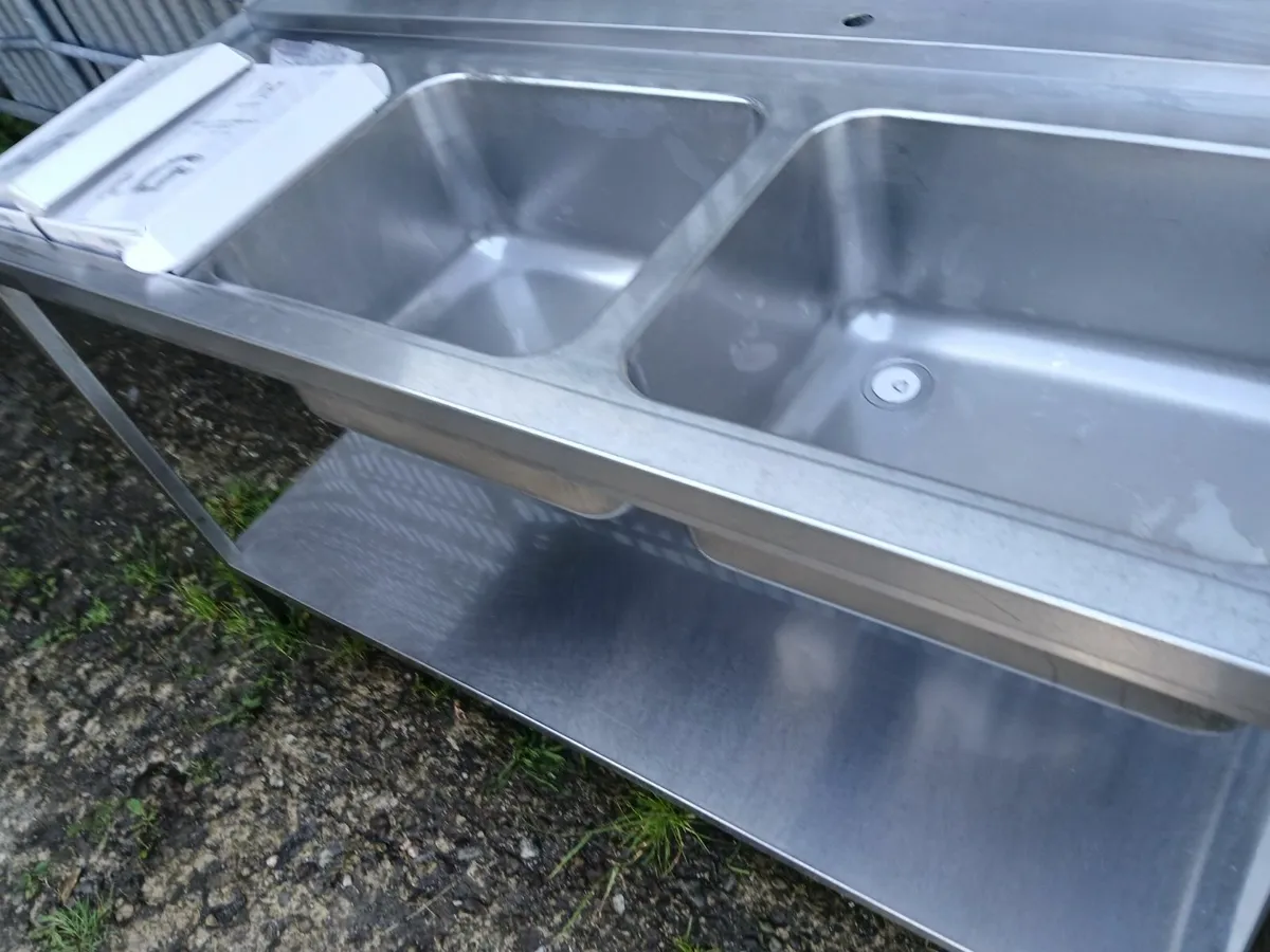 Stainless steel double commercial sink unit ... - Image 4