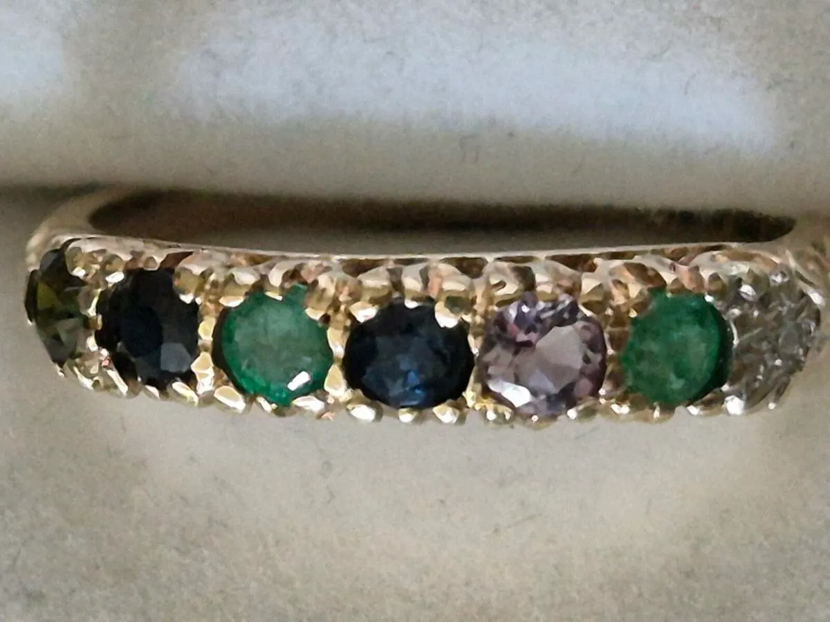 9ct Gold and Multi-set Stones - Size L - Image 1