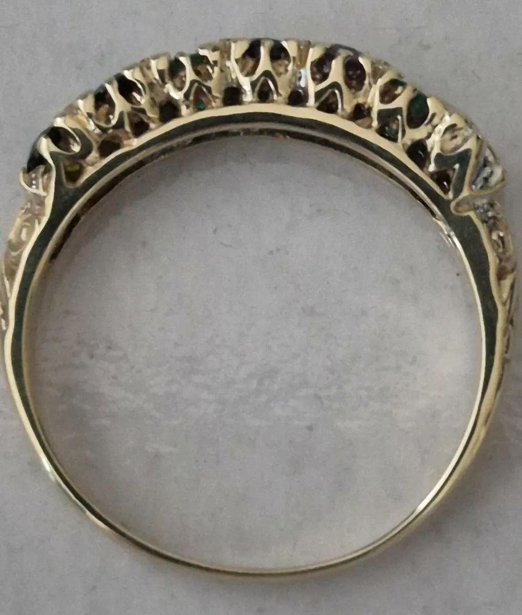 9ct Gold and Multi-set Stones - Size L - Image 4
