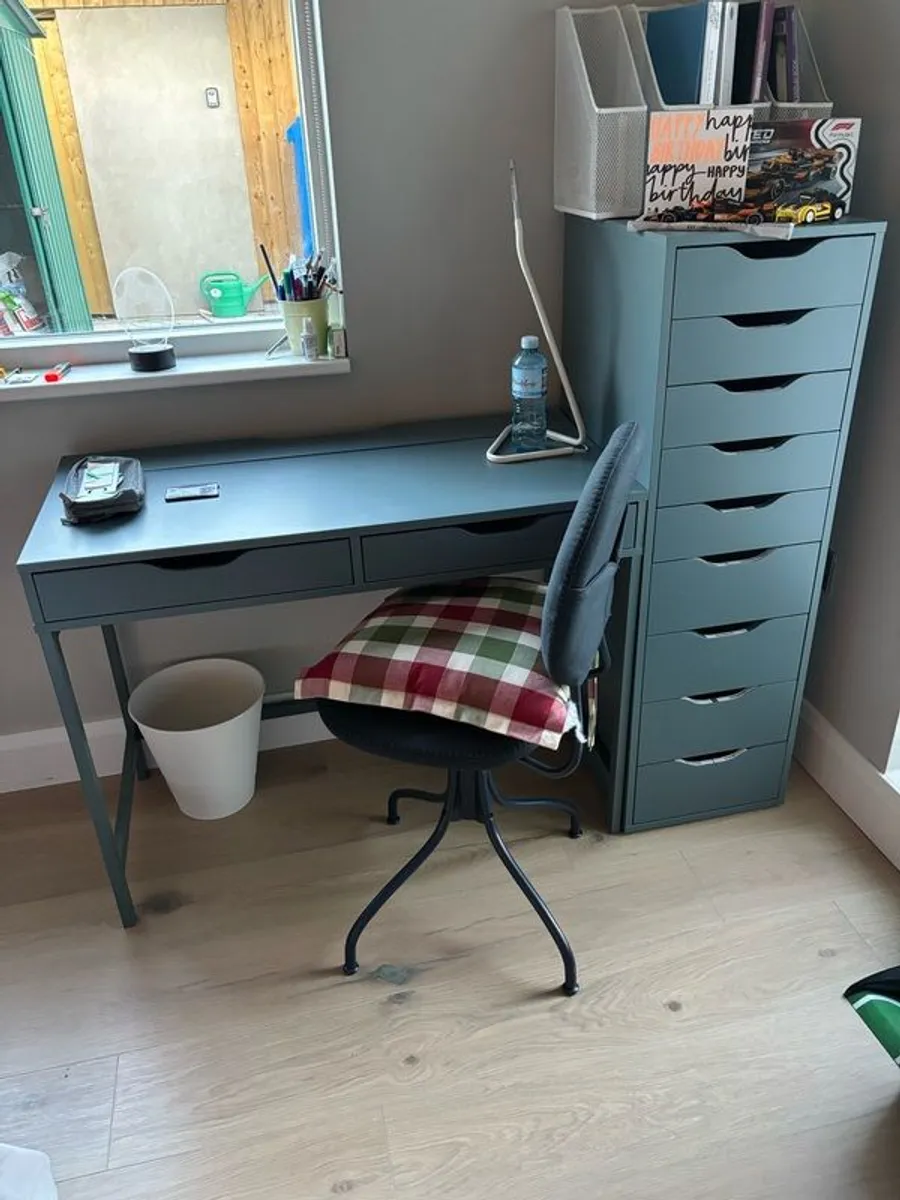 IKEA Alex desk and tallboy drawers - Image 1