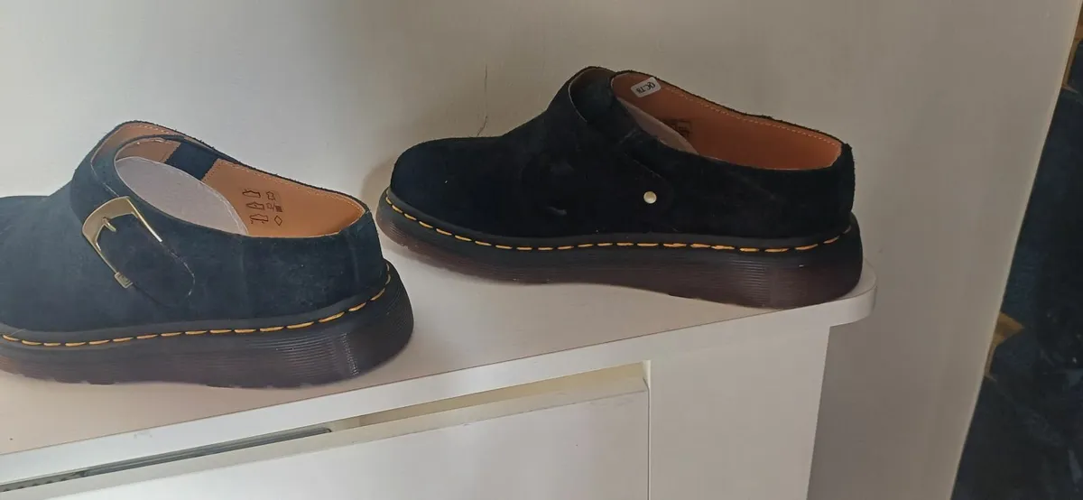 Doc Martens Black Suede Mule Ladies Size 38 - Image 1