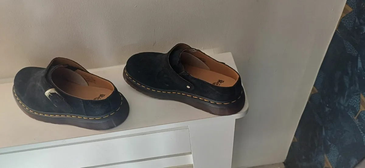 Doc Martens Black Suede Mule Ladies Size 38 - Image 2