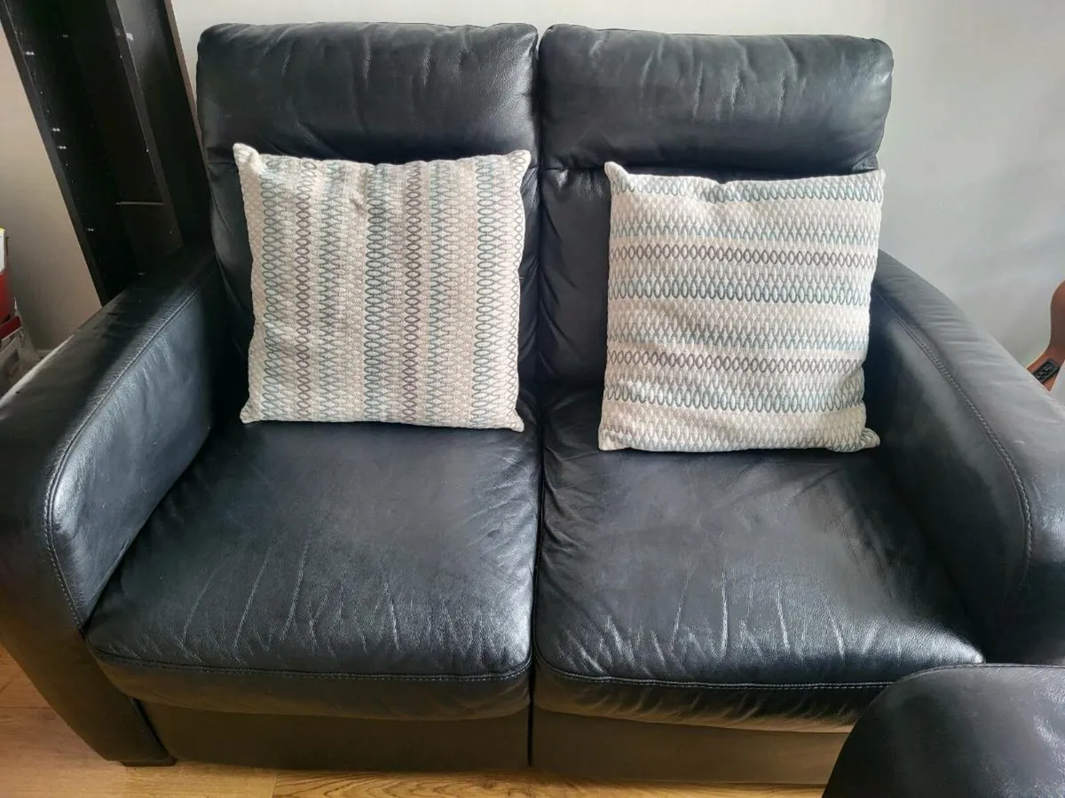 Leather Two seater and recliner armchair - Image 1
