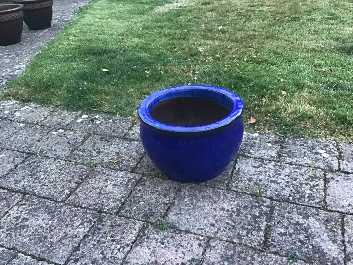 One Blue Ceramic flower pot