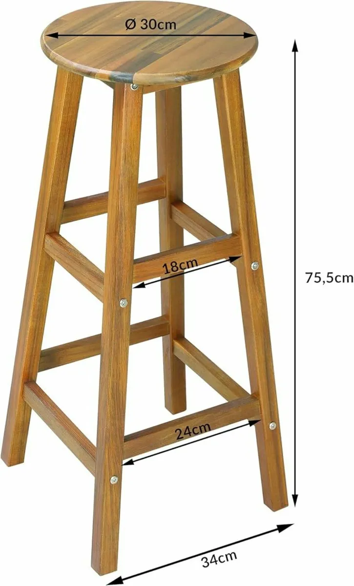 Bar stools made of acacia wood in a Set of 4 - Image 3