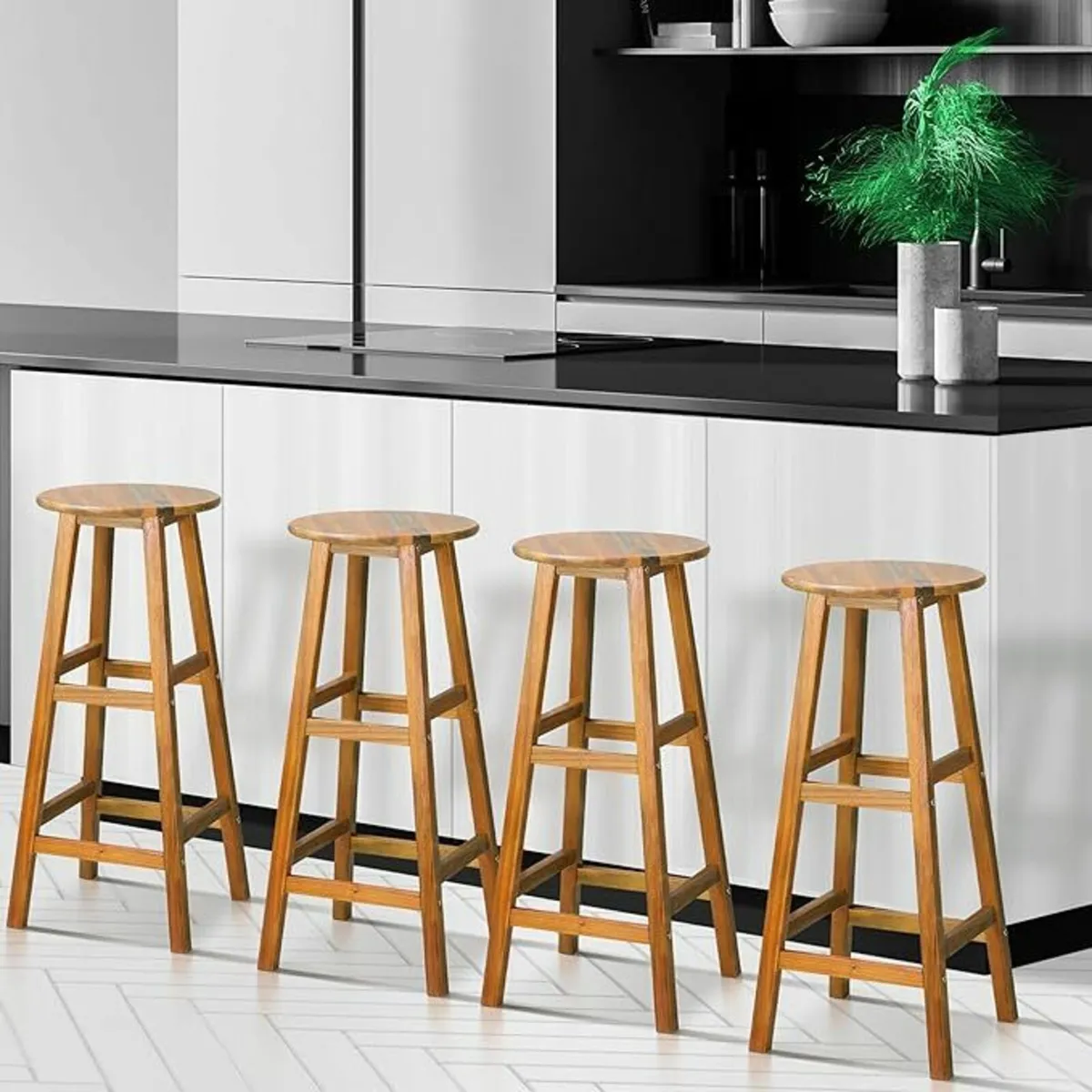 Bar stools made of acacia wood in a Set of 4 - Image 4