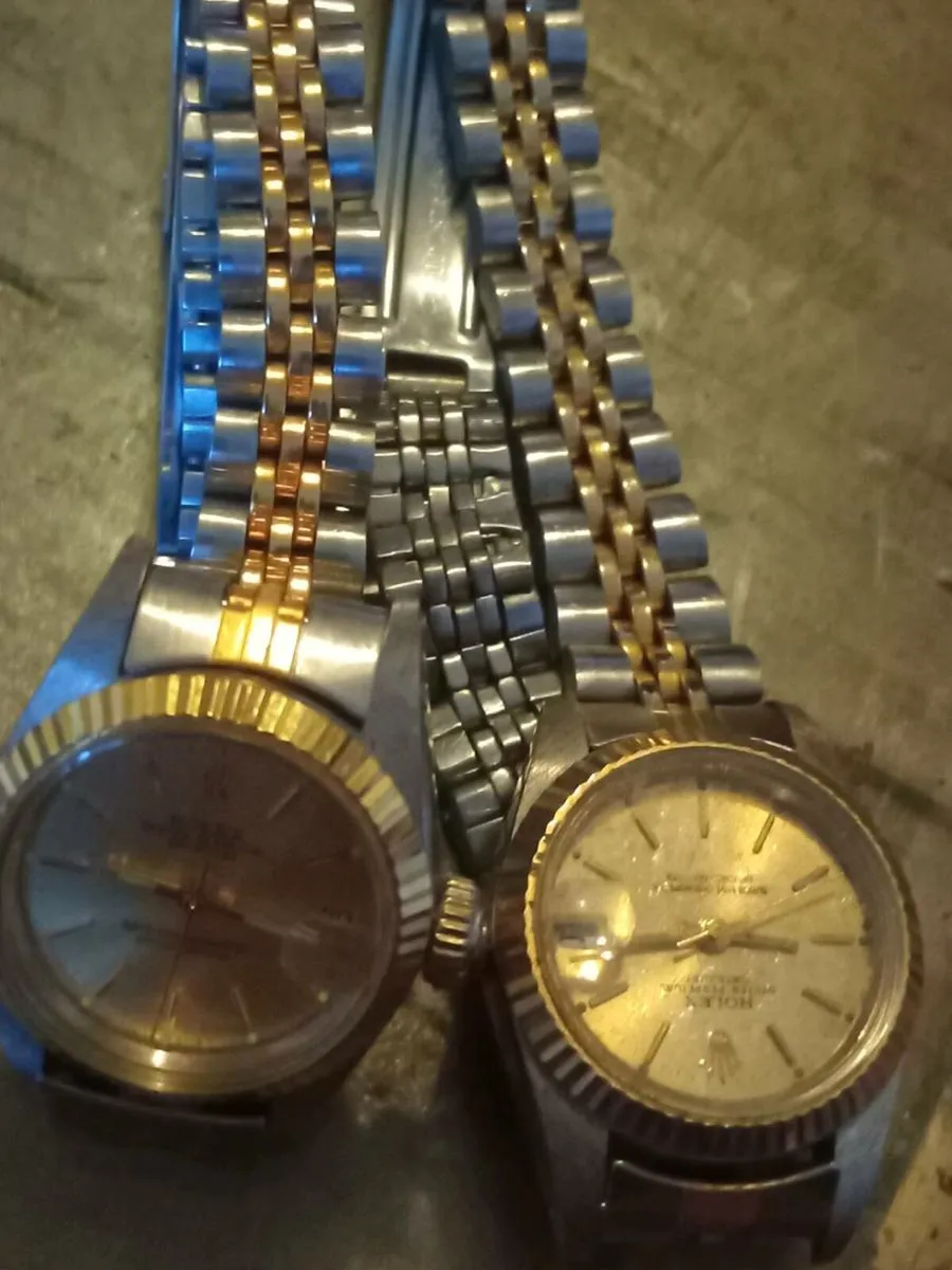 rolex oyster perpetual vintage watch pair - Image 1