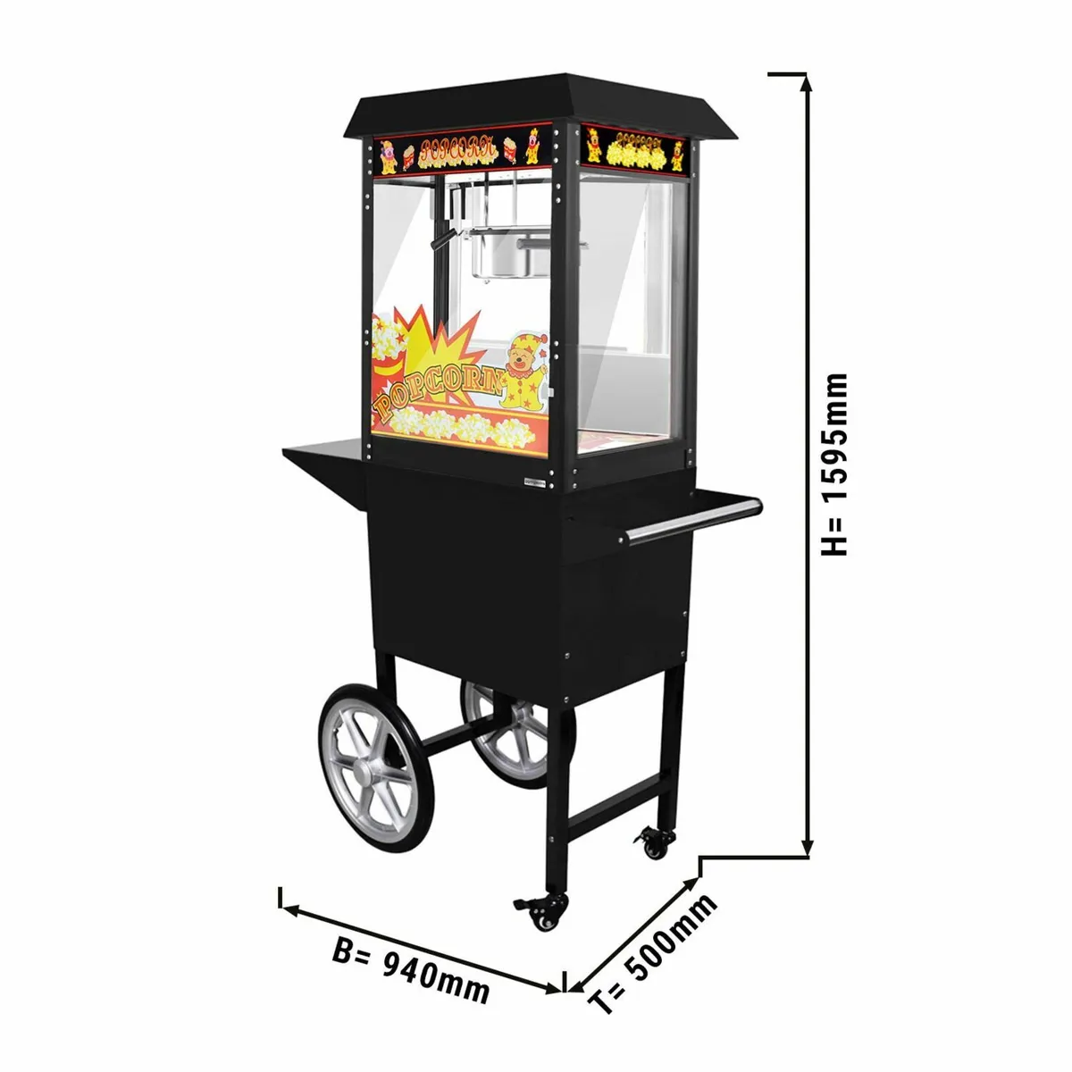 Professional Popcorn Machine with Trolley Black 5 - Image 2