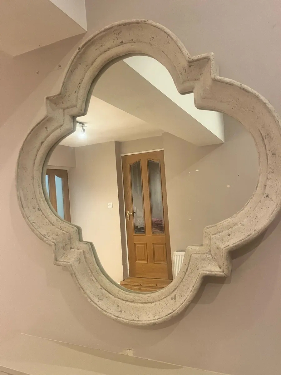 Large Quatrefoil Stone Mirror - Image 1