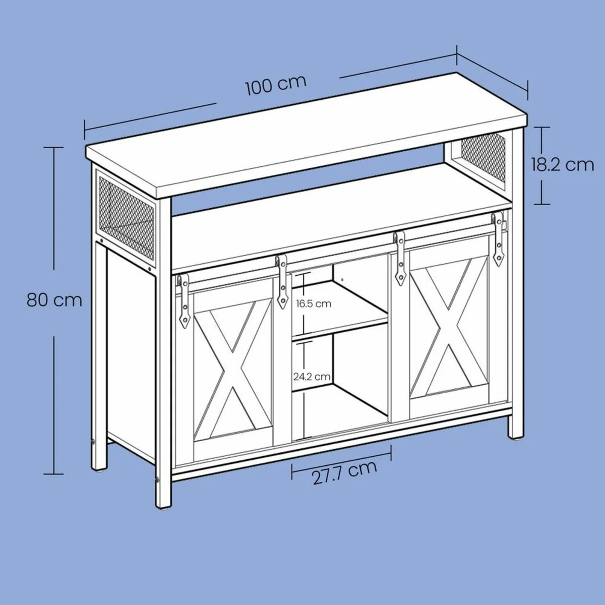 Vintage style Sideboard Cabinet Sliding Doors - Image 2