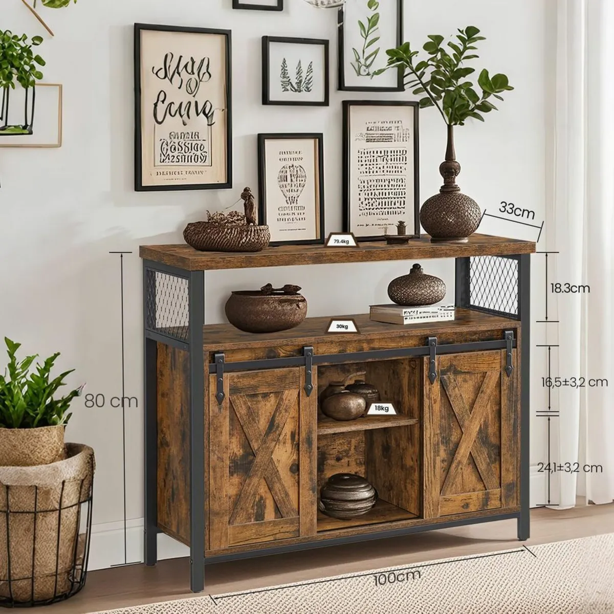 Vintage style Sideboard Cabinet Sliding Doors - Image 4