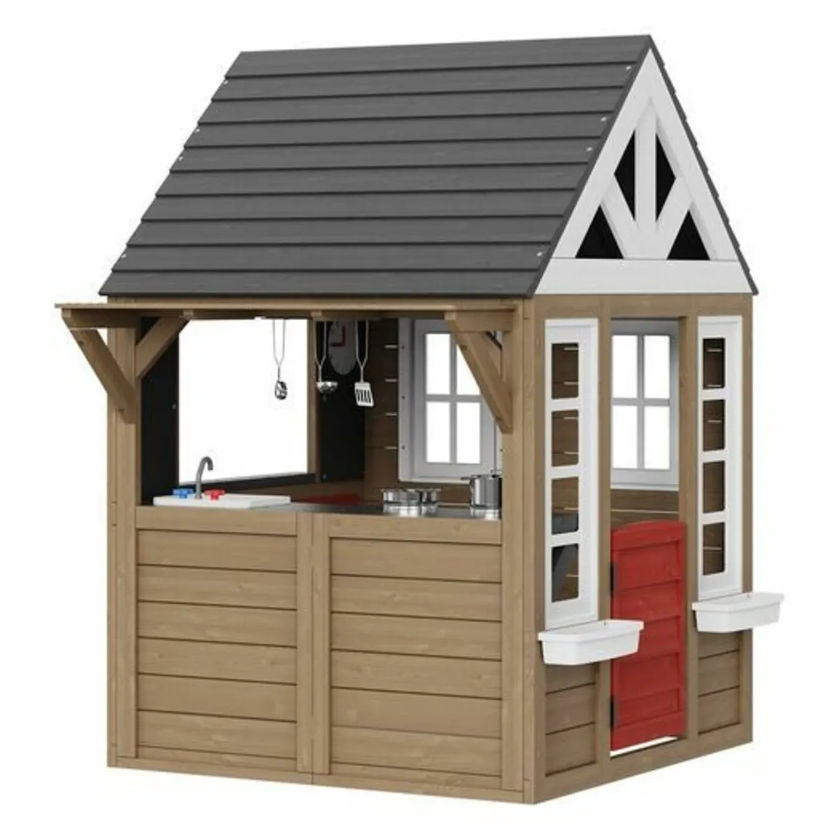Outdoor Wooden Playhouse Kids Garden Cottage with - Image 1