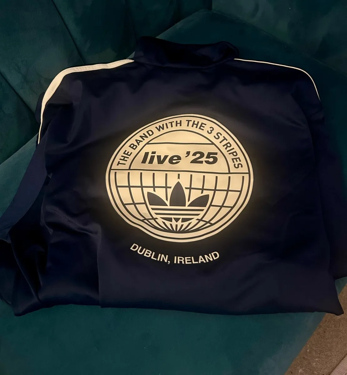 adidas x Oasis Firebird Track Top – Blue & White S - Image 1